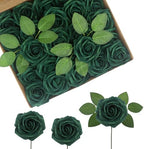 Artificial Flowers Realistic Roses, Real Looking Fake Roses with Stem for DIY Wedding Bouquets Centerpieces Bridal Shower Party Home Romantic Decorations (Peacock Green, Regular 3" - 200pcs) by BringmoreJoyinyourlife