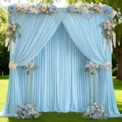 20x12ft Blue Backdrop Curtain Panels for Parties - Wrinkle Free Polyester Photo Curtain Backdrop Wedding Back Drop Fabric Drapes for Party Decorations Background for Photography - Image 2
