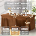 Shillance 6 Packs Brown Spandex Tableclothes for 6 Foot Rectangle Table, Spandex Table Covers 6FT Stretch Table Skirts Wrinkle Free Fitted Table Cloth for Event, Wedding, Banquet & Parties - Image 3