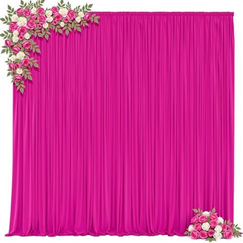 40x8ft Hot Pink Photo Backdrop Curtains for Parties Fuchsia Wrinkle Free Polyester Photoshoot Curtains Drapes Backdrop for Birthday Baby Shower Graduation Photography Background 8 Panels 5x8FT - Image 2