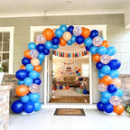 Orange and Blue Balloons Kit, 60pcs 12 inch Light Royal Blue Nude Latex Balloons and Electric Balloon Pump - Image 5