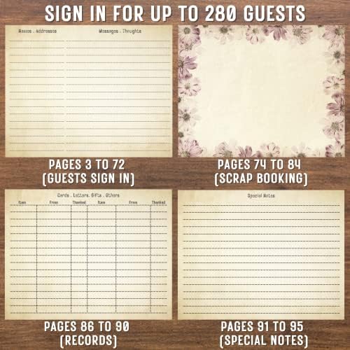 Rustic Guest Book for Wedding, Funeral, Memorial | Guest Book for Funeral Hardcover | Guestbook for Sign in, Celebration of Life Memorial Service | Guest Sign Book with Memory Table Card Sign Included - Image 2