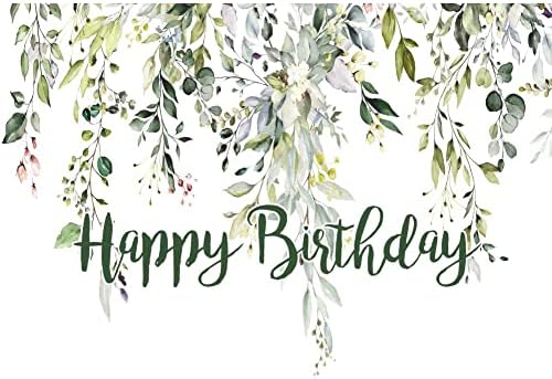 Leowefowa 10x8ft Green Eucalyptus Leaves Photography Background Happy Birthday Backdrop for Baby Shower Gender Reveal Photo Party Decorations Banner Photo Booth Studio Shoot Props - Image 3