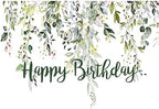 Leowefowa 12x8ft Green Eucalyptus Leaves Photography Background Happy Birthday Backdrop for Baby Shower Gender Reveal Photo Party Decorations Banner Photo Booth Studio Shoot Props - Image 3