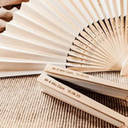 Personalized Wedding Handheld Folding Fans (60Pcs)- Engraved DIY White Paper Fan for Wedding, Custom Bamboos and Paper Fans Party Favor Dancing Props Bridal Shower Gifts (with Bags) by Unknown