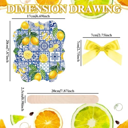 Huwena 50 Sets Wedding Fans for Guests Thank You for Celebrating with Us Fans Hand Fans Handheld Folded Fan Baby Shower Favors for Bridal Bridesmaid Gift Church Dancing(Blue,Tiles Lemon) - Image 5