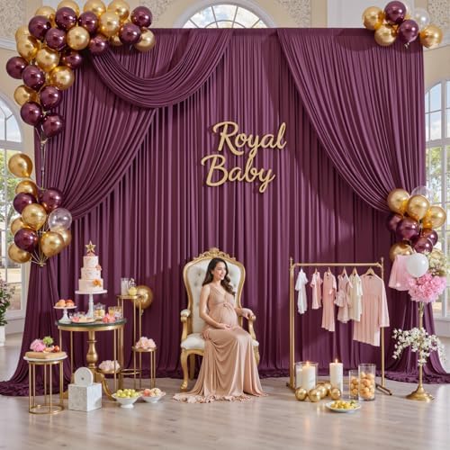 50ft x 12ft Burgundy Backdrop Curtains for Parties, Wrinkle Free 10 Panels Photo Backdrop Drapes Back Drop Cloth for Wedding Birthday Photography Background Decor - Image 3
