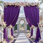 20×14 ft Purple Wrinkle Free Backdrop Curtain, Soft Silky Polyester Wedding Drapes 4 Panels 14ft Height Photo Backdrop Curtains for Parties Birthday Baby Shower Photography Background Cloth - Image 3