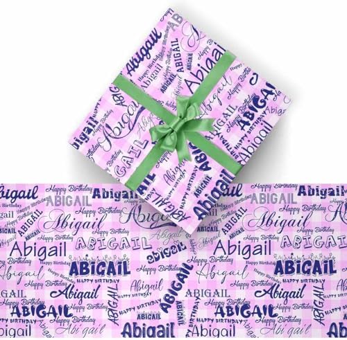 AOFUN Personalized Name Text Custom Name Gift Cute Birthday Wrapping Paper Personalized Christmas Gift With Name/Date Cool Wrapping Paper Custom Name Gift 5 Rolls 58" x 23" - Image 2