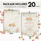 Amanda Creation Custom Baby Shower Invitations Girl, 20 Pack 5x7 Personalized Baby Girl Shower Invitations, Little Deer Woodland Design with 20 White Envelopes - Image 4