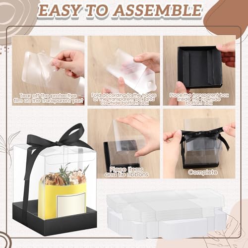 36 Set 3.5x3.5x4 in Candle Gift Package Transparent, Black, 36 Set - Image 4