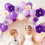 36 Pcs Tissue Paper Flowers Decorations for Wall,8" 10" 12" Crepe Paper Flowers for Floral Party Wedding Baby Bridal Shower Birthday Wall Decor (36, Purple,Light Purple,White) - Image 5