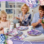 400 Pcs Hydrangea Flowers Paper Plates Napkins Spring Party - Image 6