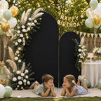 Thick Arch Backdrop Cover 7.2 & 6FT, Black Spandex Chiara Arch Covers Stretchy Backdrop with Zipper Set of 2 Fitted Balloon Stand Cover for Birthday Graduation Party(No Arch Stand) - Image 2