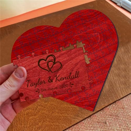 Personalized Puzzle Wedding Guest Book Alternative Custom Heart Wedding Guestbook Sign Rustic Wedding Decorations for Reception Wood Wedding Guest Book Ideas for Baby Shower Anniversary - Image 6