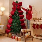 Wavwavw Christmas Giant Velvet Bow Decor Wine Red Big Bow, 75 x 18 Inches - Image 4