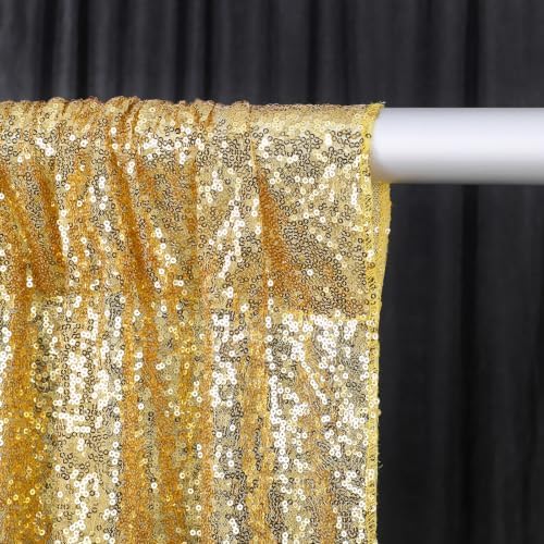 Party Backdrop Curtain 10ftx10ft - Gold Sequin and Black Satin Drapes - Image 3