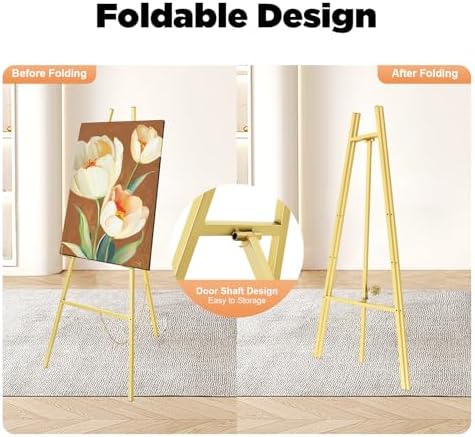 Wedding Welcome Sign Holder Portable Easel Display Stand for Poster Gold Metal Party Sign Stand Background Decor Tall Floor Easel Frame for Photo Reception Board Birthday Baby Bridal Shower Graduation - Image 3
