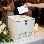 Acrylic Card Box with Lock & Slot, Warmy Cream Wedding Card Boxes for Reception Monetary Envelope Cash Gifts, Large Gift Cards Holder Box for Graduation Bridal Baby Shower Party Supplies - Image 2