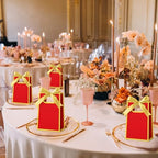AmazingSpark 50 Pcs Red Gold Mini Gift Bags Bulk 6.3 x 3.9 x 2.8 Inch Party Favors Elegant Small Gift Bags with Handles and Ribbon Bows for Wedding Birthday Bridal Baby Shower Party Favors - Image 6