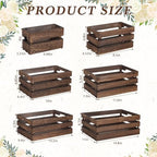 CroBlissful 6 Pcs Decorative Wood Crate Storage Display, Vintage Dark Brown - Image 2