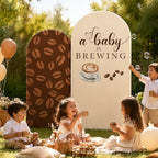 FYSUIMU 2 Pcs A Baby is Brewing Arch Backdrop Covers Coffee Bean Latte Stretchy Spandex Arch Stand Fabric Cover for Baby Shower Gender Reveal Birthday Party Decoration (5ft/6ft) - Image 7