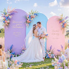 Rainbow Arch Backdrop Cover 7.2FT 6.6FT 6FT Stretchy Wedding Arch Covers Set of 3 Spandex Fitted Pink Blue Lavender Fabric Backdrop Cover for Party Baby Shower Birthday Decoration - Image 4