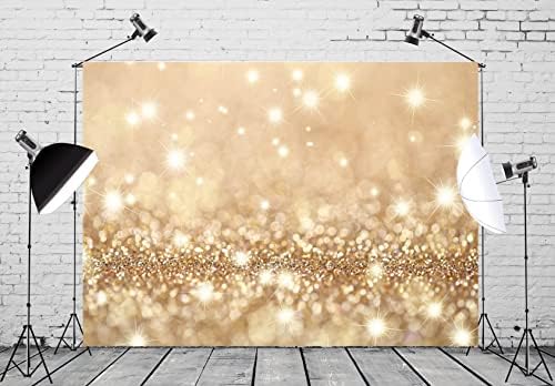 BELECO 12x8ft Fabric Bokeh Gold Backdrop Golden Glitter Twinkle Lights Background Gold Spot Sparkles Photography Backdrop for Baby Shower Wedding Birthday Party Photoshoot Kids Newborn Photo Props - Image 3