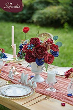Serwalin Burgundy Navy Artificial Flowers Silk Rose Flowers for Wedding - Image 6