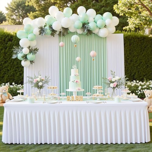 2 Pack White Spandex Table Cloths for 6FT Rectangle Tables, Elastic Fitted Stretch Tablecloth 30x72 Inch, Wrinkle Free White Table Cover Skirt for Banquet, Wedding, Baby Shower & Parties - Image 4