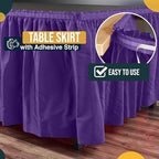 Exquisite Purple Table Skirt 24 Pack - Disposable Plastic Table Skirts for Rectangle Tables 6ft 8ft & Round Tables - 29in x 14ft Self-Adhesive Strip - Birthday Wedding Gender Reveal Decor - Image 3
