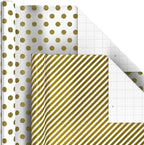 Hallmark Bulk Wrapping Paper Rolls for Birthday, Wedding, Graduation – Blue Metallic Gift Wrap Paper (Set of 6 Rolls: 180 Square Feet Total) Silver Stars, Gold Dots, Stripes, Navy - Image 4
