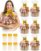 Hapring 6 Set Baskets for Gifts Empty, Large Bamboo Woven Gift Baskets by Hapring