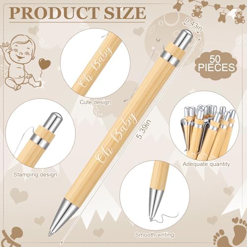 Gilprop 50 Sets Kraft Brown Baby Shower Favors for Guests Includes 50 Baby Shower Ballpoint Pens 50 Thank You Bookmarks with Organza Bags for Gender Reveal Gifts Guest Prizes - Image 3