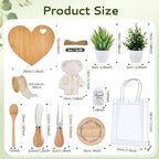 38Pcs Baby Shower Prizes for Game Winners Bamboo Cheese Board Fork Butter Spreaders Coasters Towel Artificial Potted Plant Gift Bag for Baby Shower Bridal Shower Favors (4 Sets, Bamboo Heart Shaped) - Image 3