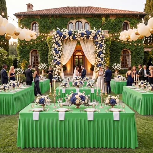 2Pack Green Spandex Tablecloth for 8FT Rectangle Table,Table Skirt - Image 7