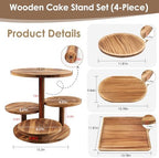 Esmorah Rustic Wooden Dessert Table Display Set of 4, Round Cupcake Stand - Image 2