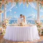 14FT Long White Tulle Table Skirt for Rectangle Round Tables 3-Layer Ruffle Desk Teacher Skirt for Back to School Supplies Princess Girls Birthday Party Cake Dessert Classroom Dorm Decor - Image 5
