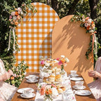 Tegeme 2 Set Gingham Arch Backdrop Cover 7.2ft 6.6ft Fall Orange Arch Cover - Image 5