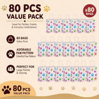 Tenceur 80 Pcs Dog Gift Bags Goodie Paw Puppy Paper Treat Bags Bulk with Handles 10.63 x 4.72 x 7.87 Inch Dog Themed Party Favors Shopping Holiday Kraft(White Colorful) - Image 4