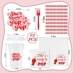 Shes Ready to Pop Red Disposable Tableware, Baby Shower Set for 25 Guests - Image 3