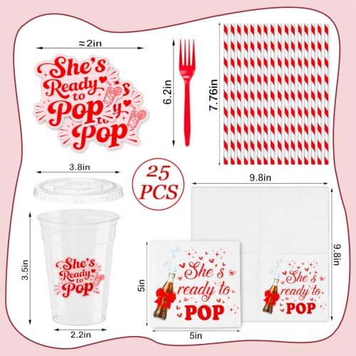 Shes Ready to Pop Red Disposable Tableware, Baby Shower Set for 25 Guests - Image 3