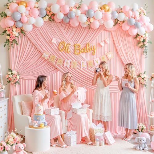 30ft x 15ft Blush Pink Wrinkle Free Backdrop Curtains for Wedding Party Backdrops Curtain Drapes Fabric Decorations Photo Back Drop Cloth for Baby Shower Photography Stage Reception - Image 4