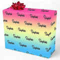 MyPupSocks Customized Name Wrapping Paper, Personalized Gradient Pink Yellow & Blue Wrapping Paper Logo Text Gift Wrap Paper Roll 58x23 for Women Men Kids Boys Girls Baby Christmas 3 Rolls by MyPupSocks