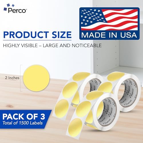 Perco Metallic Gold Perforated Round Circle Dot Sticker 2-Inch Labels — 3 Rolls, 1,500 Stickers - VIP, Reward & Premium Packaging Labels, High-End Branding - Made in USA - Image 2