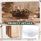 Dandat 4 Set 12 Inch Wooden Flower Box Rustic Table Centerpieces,Dark Brown - Image 3
