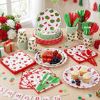 Funnymoom 400 Pcs Watermelon Birthday Party Supplies for 50 Guest Cute Summer Fruit Disposable Plates Napkin Cup Spoon Fork Knives for Outdoor Picnic Birthday Baby Bridal Shower Party Supplies - Image 6