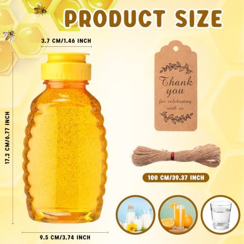 Sliner 36 Set Clear Honey Squeeze Bottle, Plastic Jars with Lid, 25 oz - Image 2