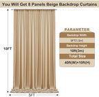 50ft x 10ft Wrinkle Free Beige Backdrop Curtains for Parties Weddings, 10 Panels 5×10ft Soft Silk Polyester Photo Backdrop Drapes for Birthday Baby Shower Baptism Photo Photography Background Cloth - Image 2