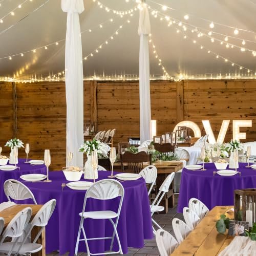Fitable 8 Pack Purple Tablecloths 120 Inch Round for 48"-96" Tables - Image 2